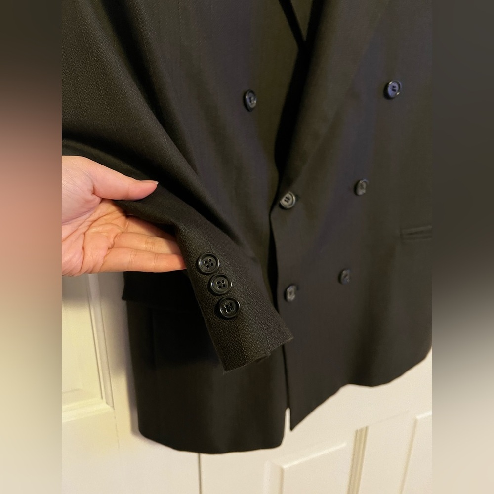 Vintage Calvin Herringbone Wool Blend Blazer Made in USA Gray Size M (Est.) - Picture 5 of 8